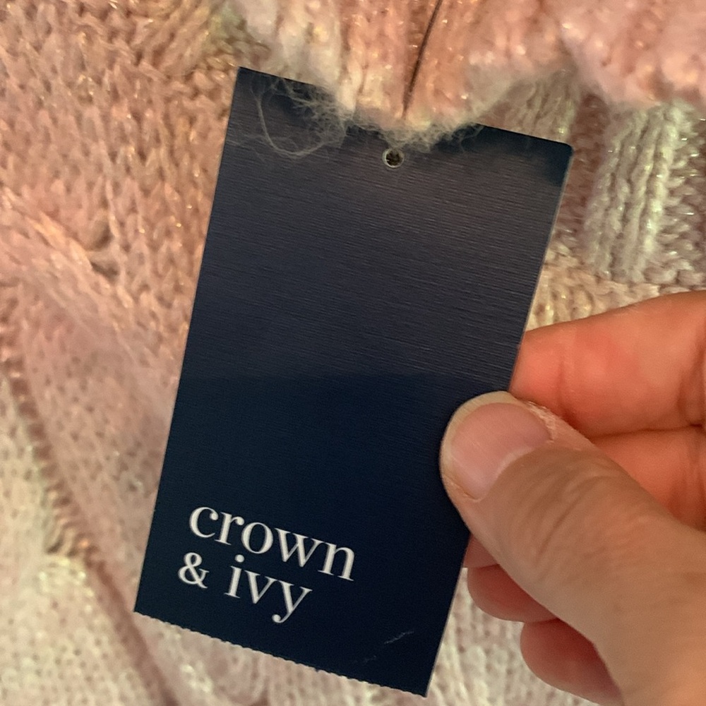 Crown & Ivy plus size cable knit sweater in blush‎ pink. NWT. Retail 79.50 - Picture 7 of 9